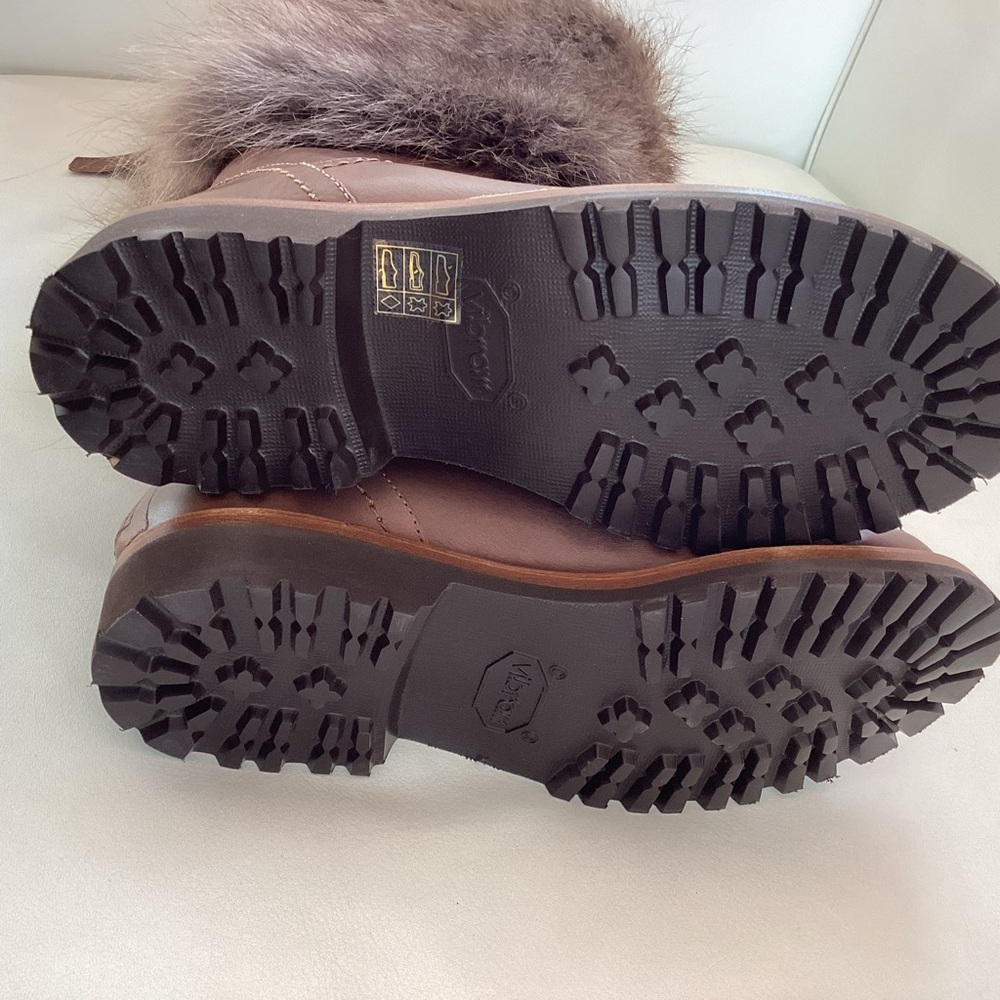 NEW Brunello Cucinelli Brown Leather Fur Boots 6 - Picture 7 of 14
